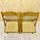 Duo of canned folding chairs