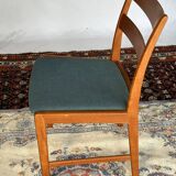 Set of 4 vintage Danish wood and wool chairs by Sax, Denmark 1960s