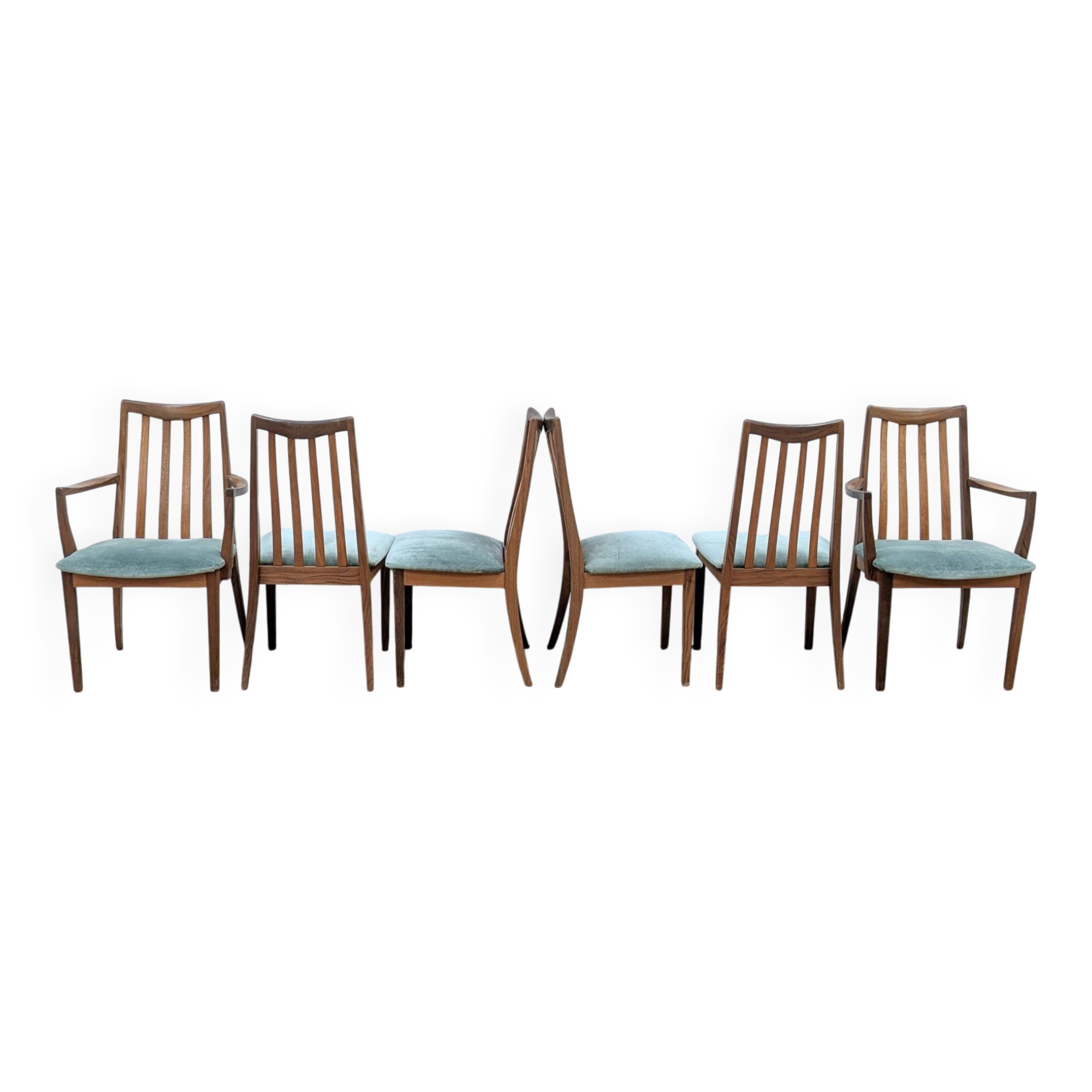 4 chaises et 2 fauteuils Gplan vintage en teck