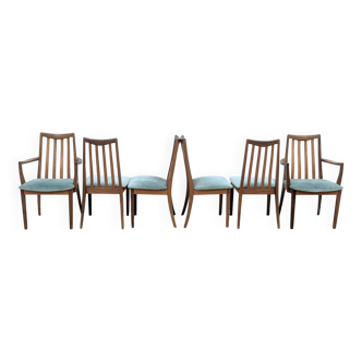 4 chairs and 2 vintage Gplan armchairs in teak.