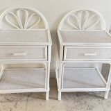 Pair of Vintage Rattan Bedside Tables