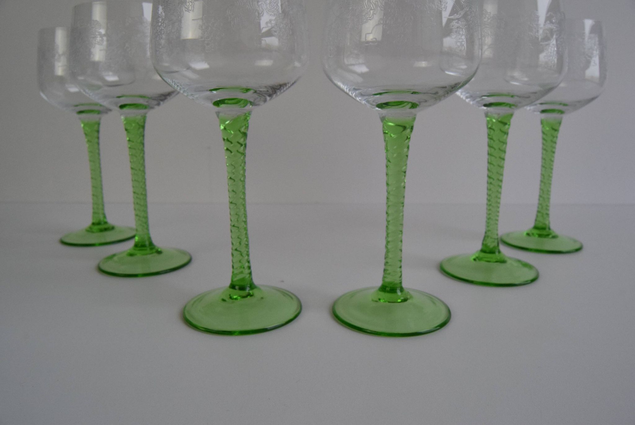 Set of six vintage stemmed glasses, 1960s.
