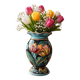 Large Vallauris vase signed JTF = F – 31 cm – polychrome floral decoration