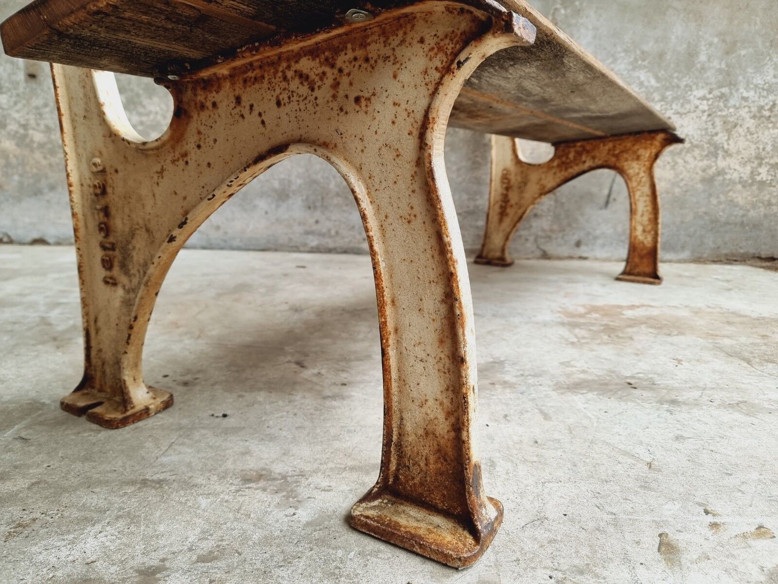 Old garden bench park bench oak with cast iron 160 cm