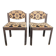 Pair of vintage chairs with geometric graphic fabric – 1970s