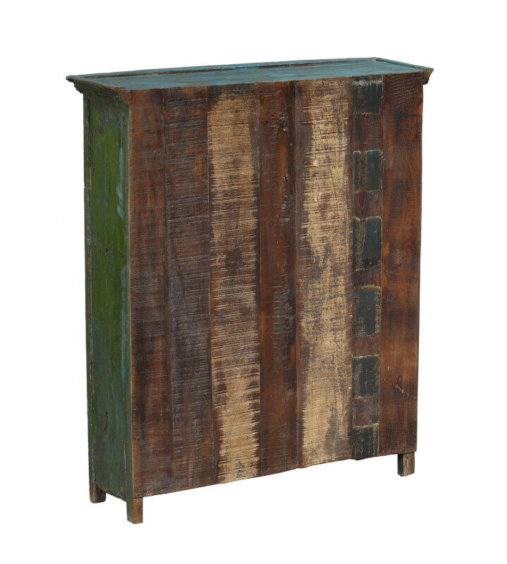 Showcase Library Patina Blue Piece of Origin Wood Old Teak 102x30x122cm