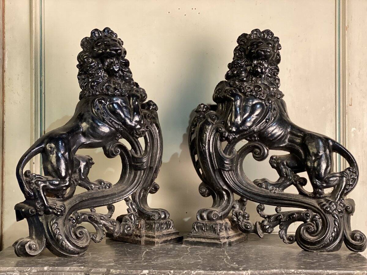 Pair of cast iron fire dogs