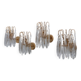 Lot de 4 appliques murales vintage en verre de Murano en forme de larme, années 1980