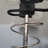 Chrome table lamp with satin crystal shade