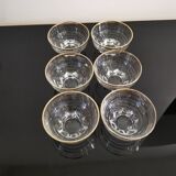 Set of 6 champagne glasses with gold edging and vintage star feet
