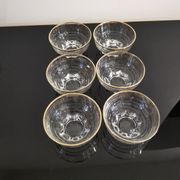 Set of 6 champagne glasses with gold edging and vintage star feet