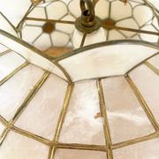Vintage XXL pendant light in mother-of-pearl and brass