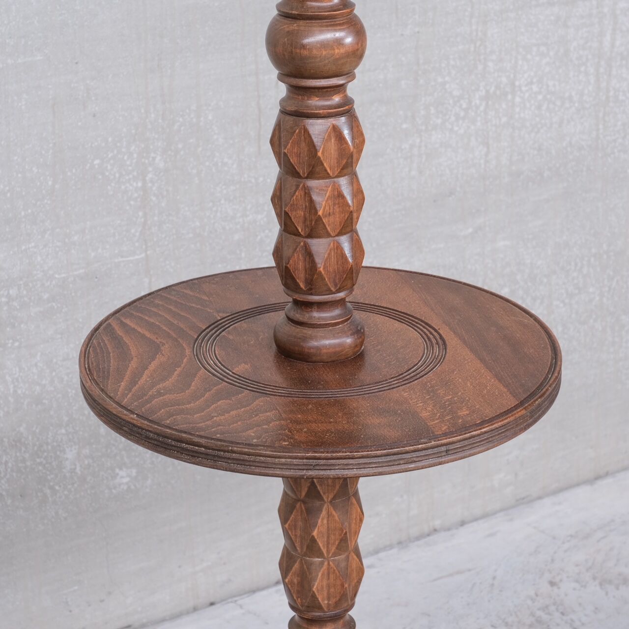 Art Deco Geometric Oak French Mid-Century Floor Lamp