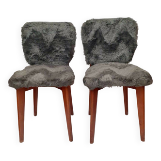Pair of vintage furry chairs