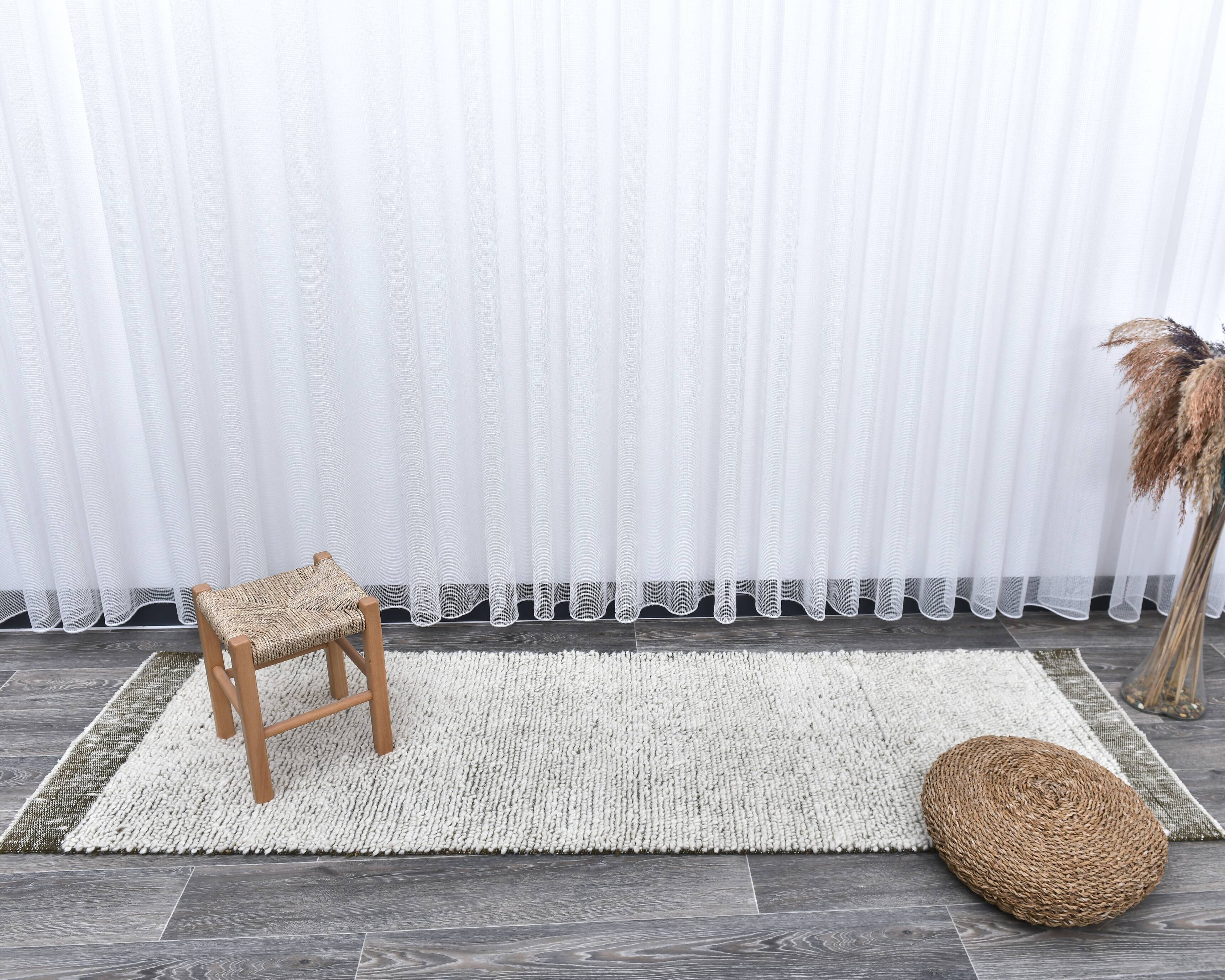 2x7 Green White Turkish Vintage Runner Rug 66x231Cm