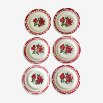 6 Digoin Sarreguemines Cibon dessert plates