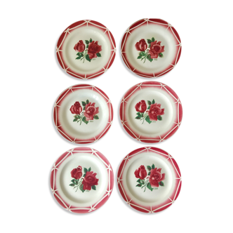 6 Digoin Sarreguemines Cibon dessert plates