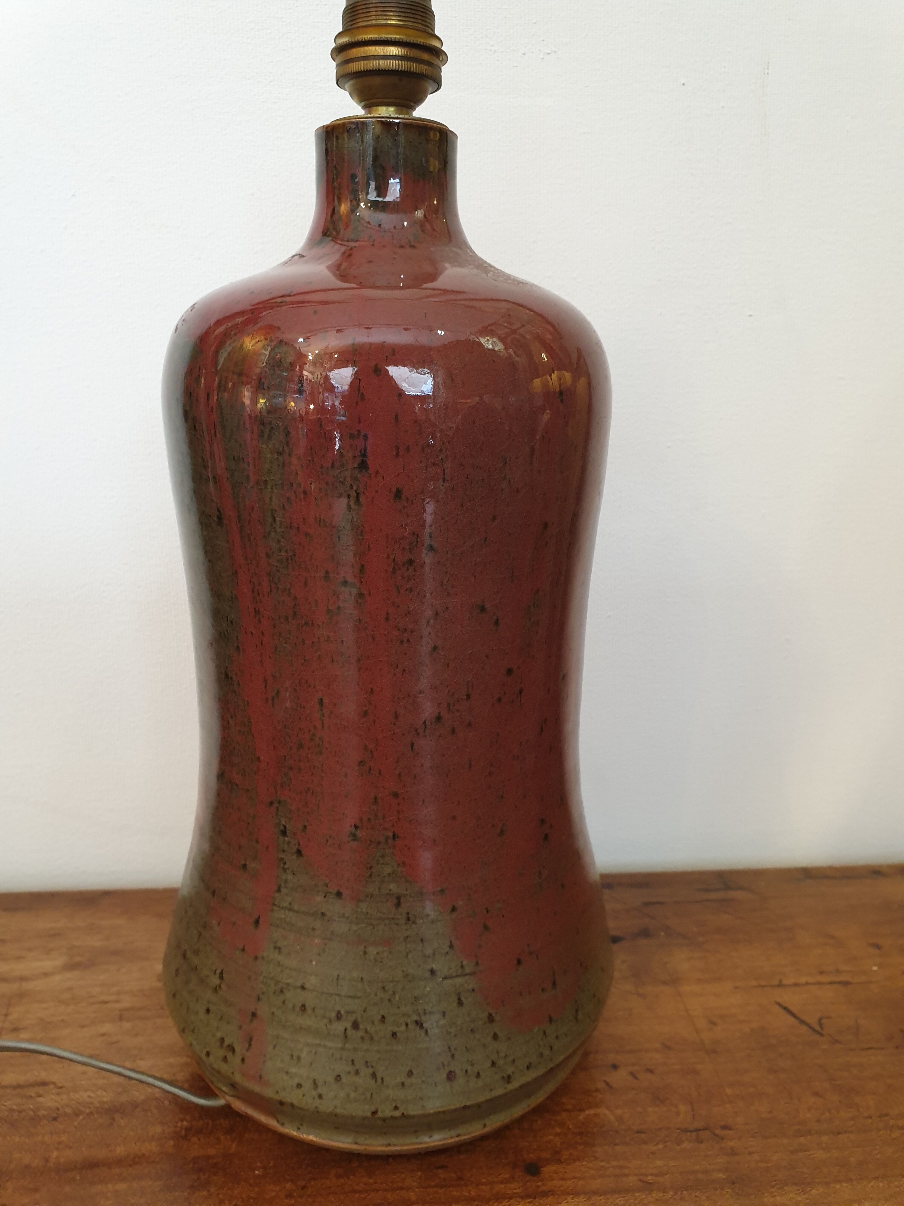 Vintage lamp foot in enamelled pyrity stoneware