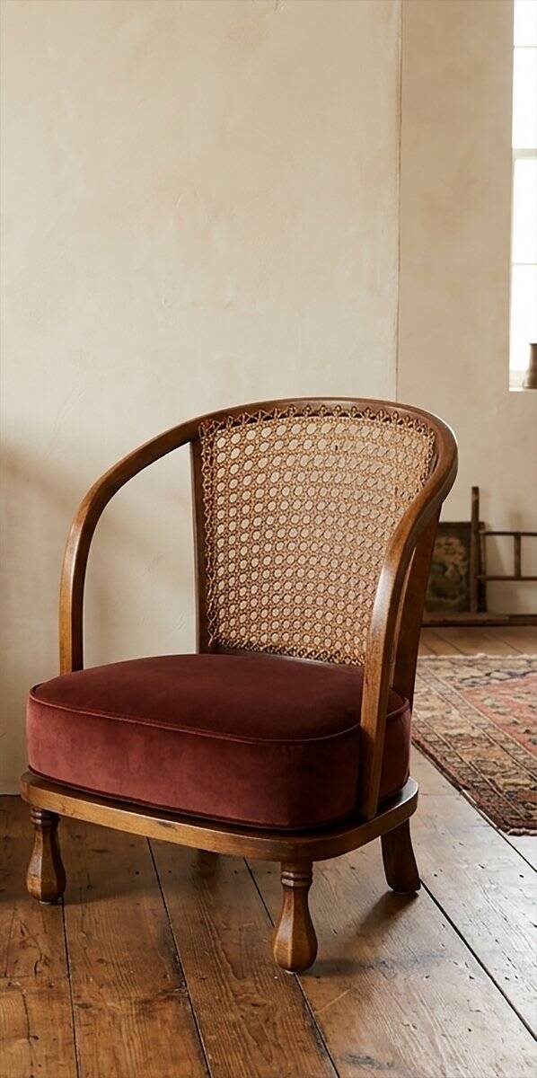 English Bergère Armchair with Caned Backrest, 1900s