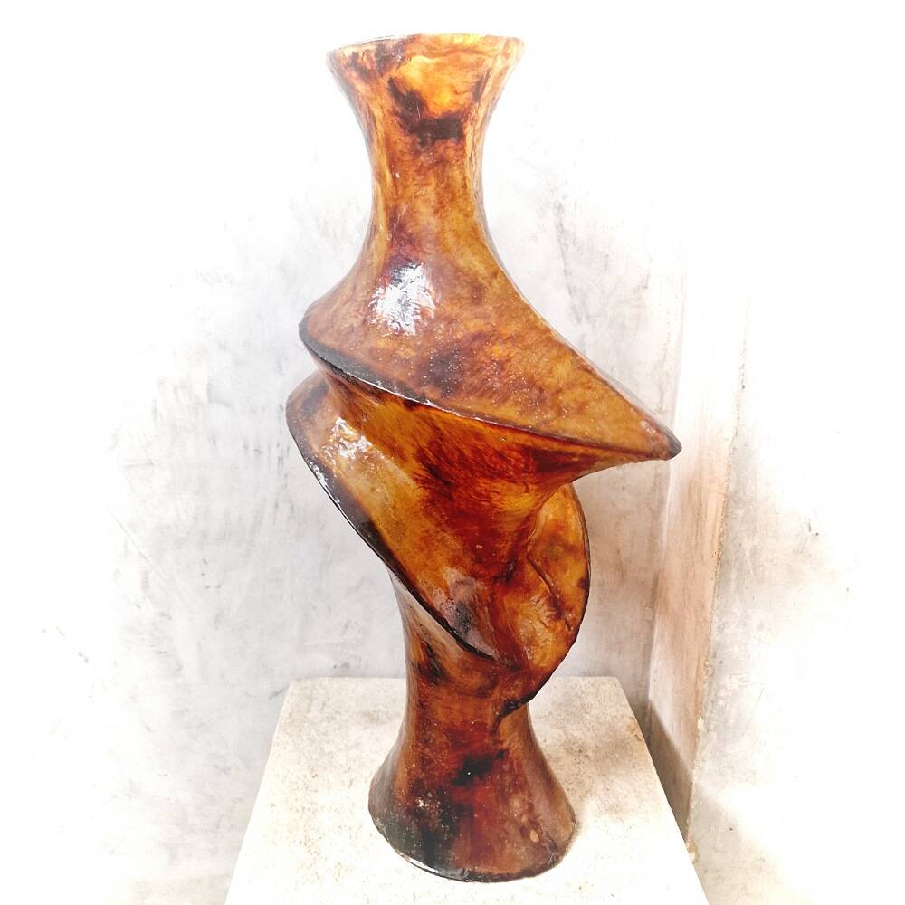 Large vintage amber resin vase