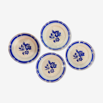 Set of 4 plates Fénal Babonviller blue