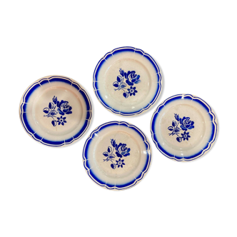 Lot 4 assiettes Fénal Babonviller bleu