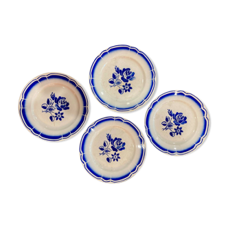 Set of 4 plates Fénal Babonviller blue