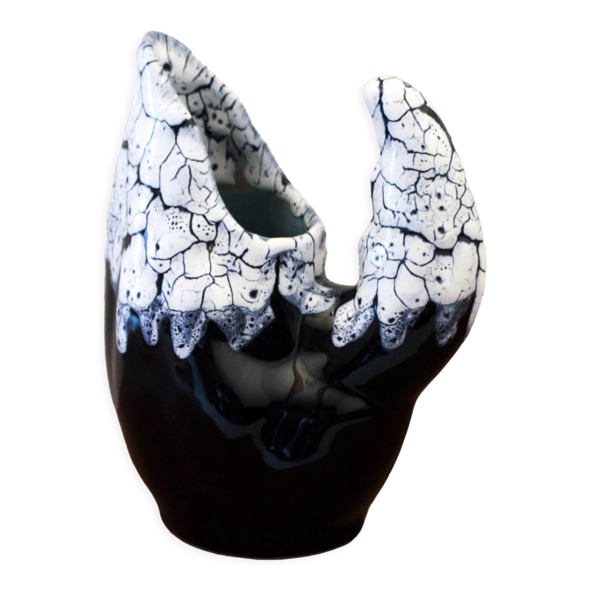 Black and white ceramic pitcher