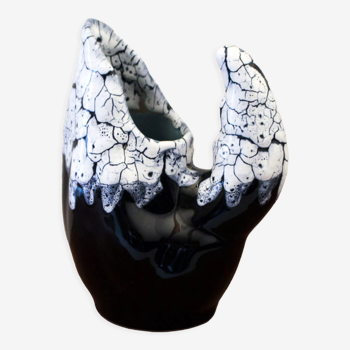 Black and white ceramic pitcher