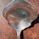 Strawberry spoon or antique Art Nouveau fruit salad in silver metal.