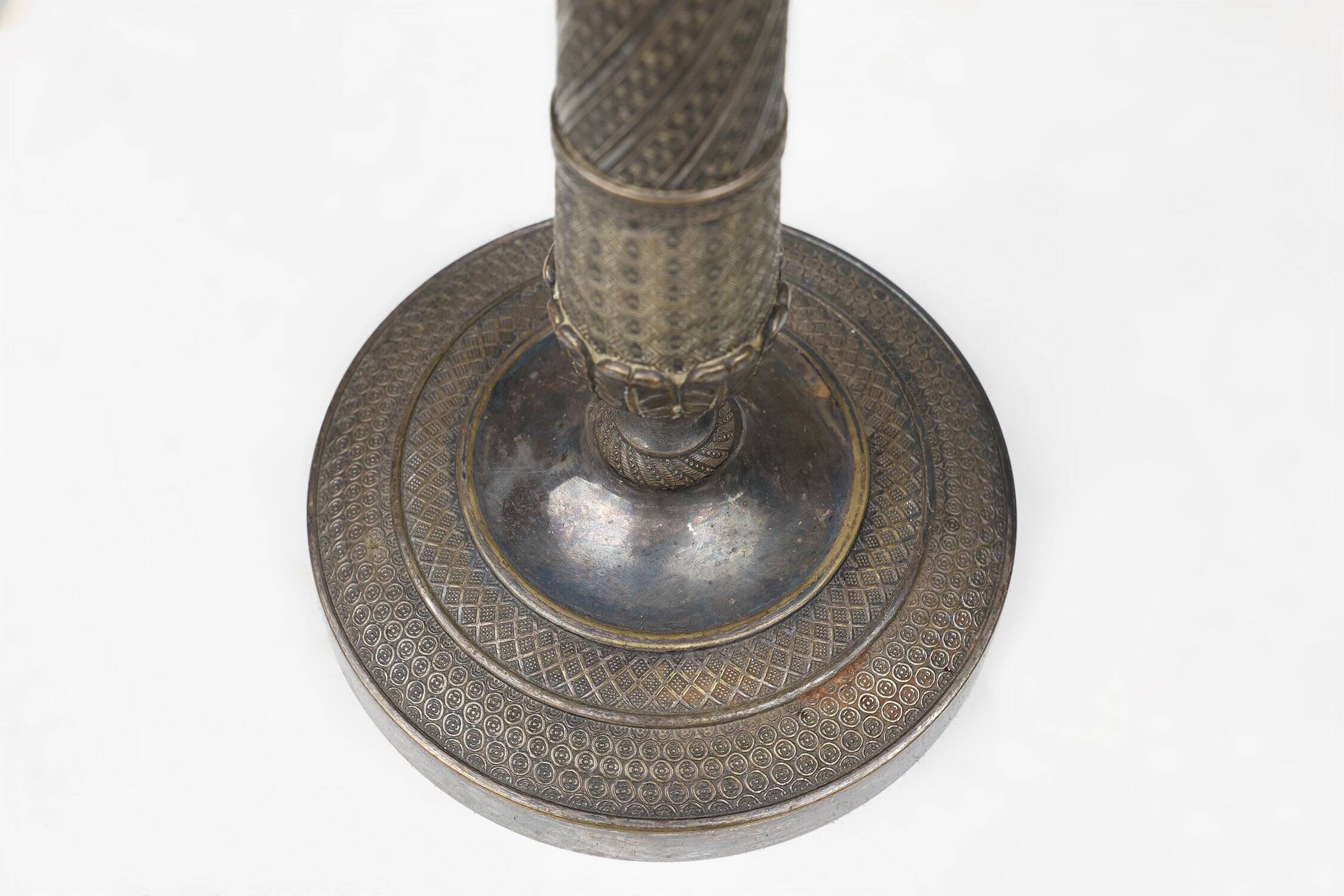 Large French Silvered Copper Candlestick, 1890s