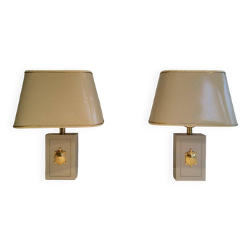 Pair of lamps decorated with golden turtles