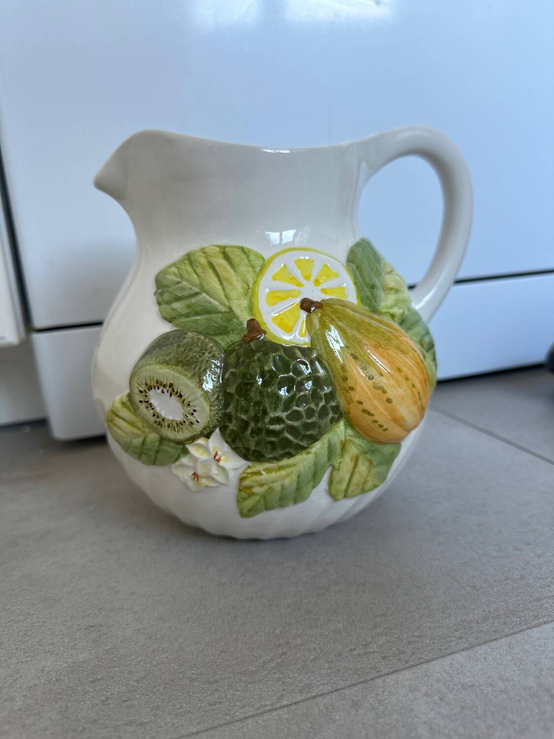 Large vintage earthenware pitcher