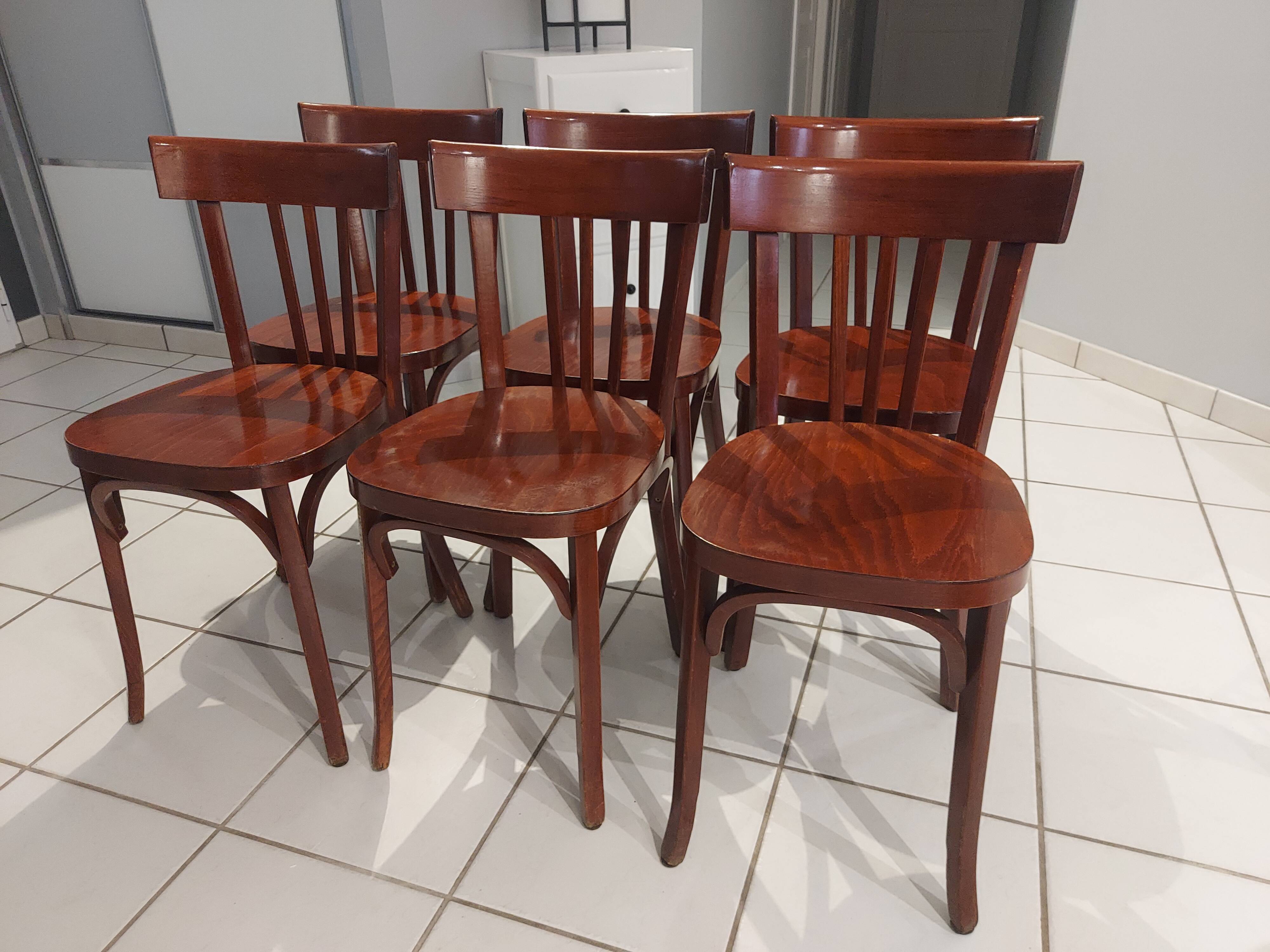 Suite of 6 chairs by Bistrot Baumann vintage