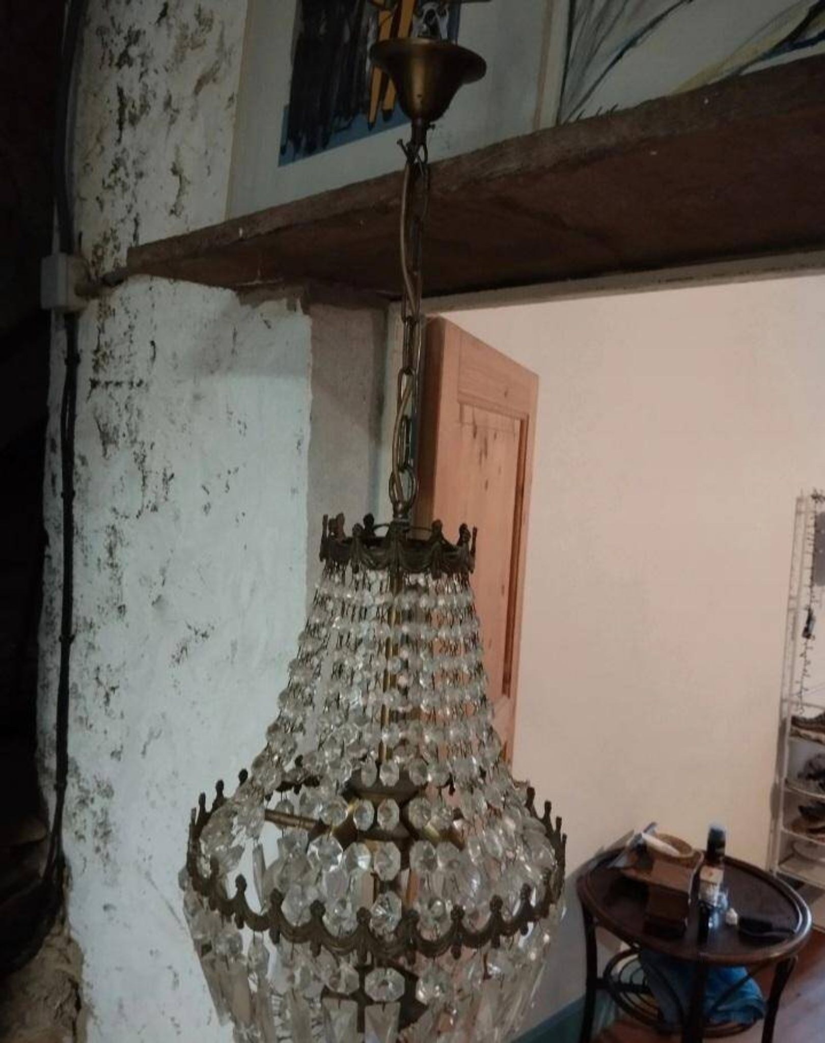 3-light hot air balloon chandelier in bronze with crystal tassels