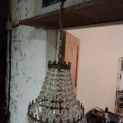 3-light hot air balloon chandelier in bronze with crystal tassels