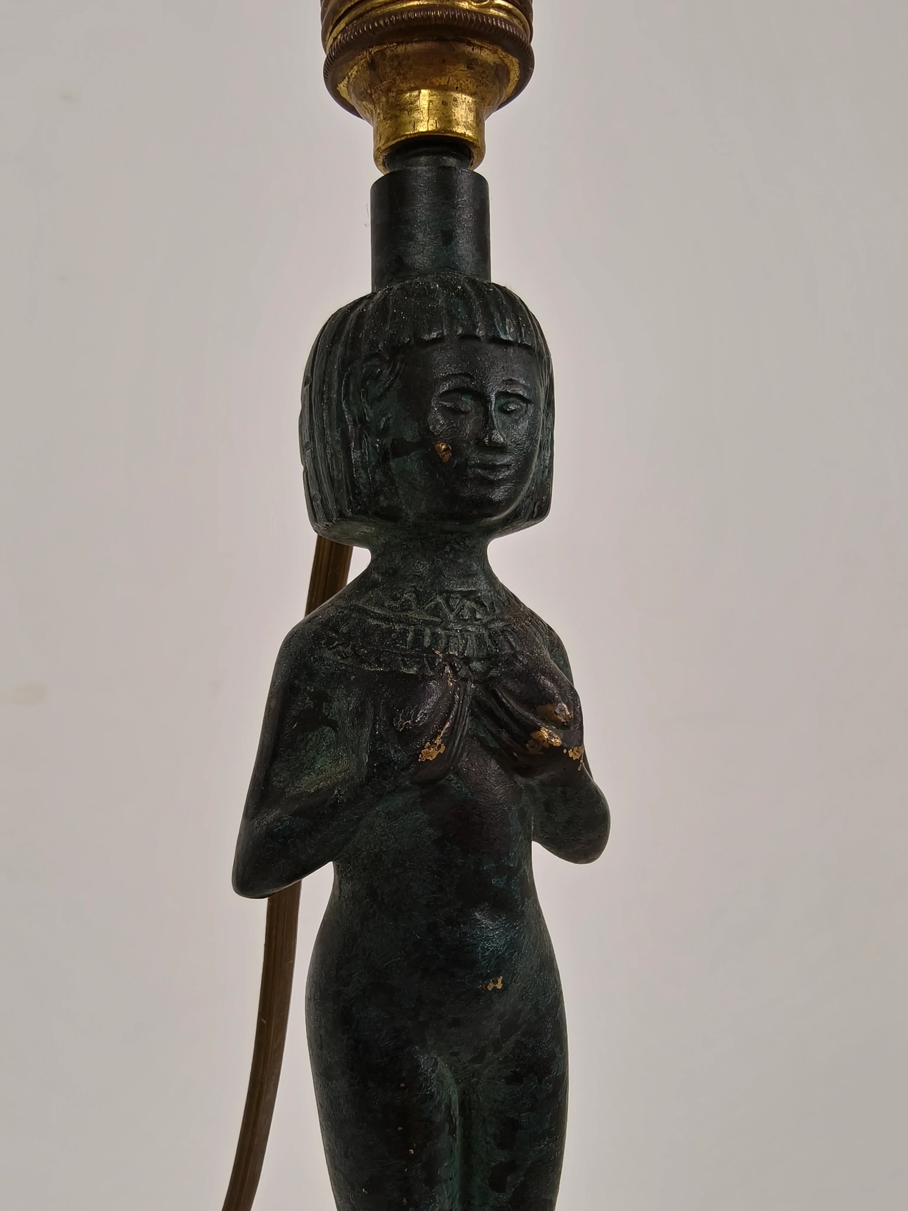 Beautiful bronze Egyptian lady table lamp 20th