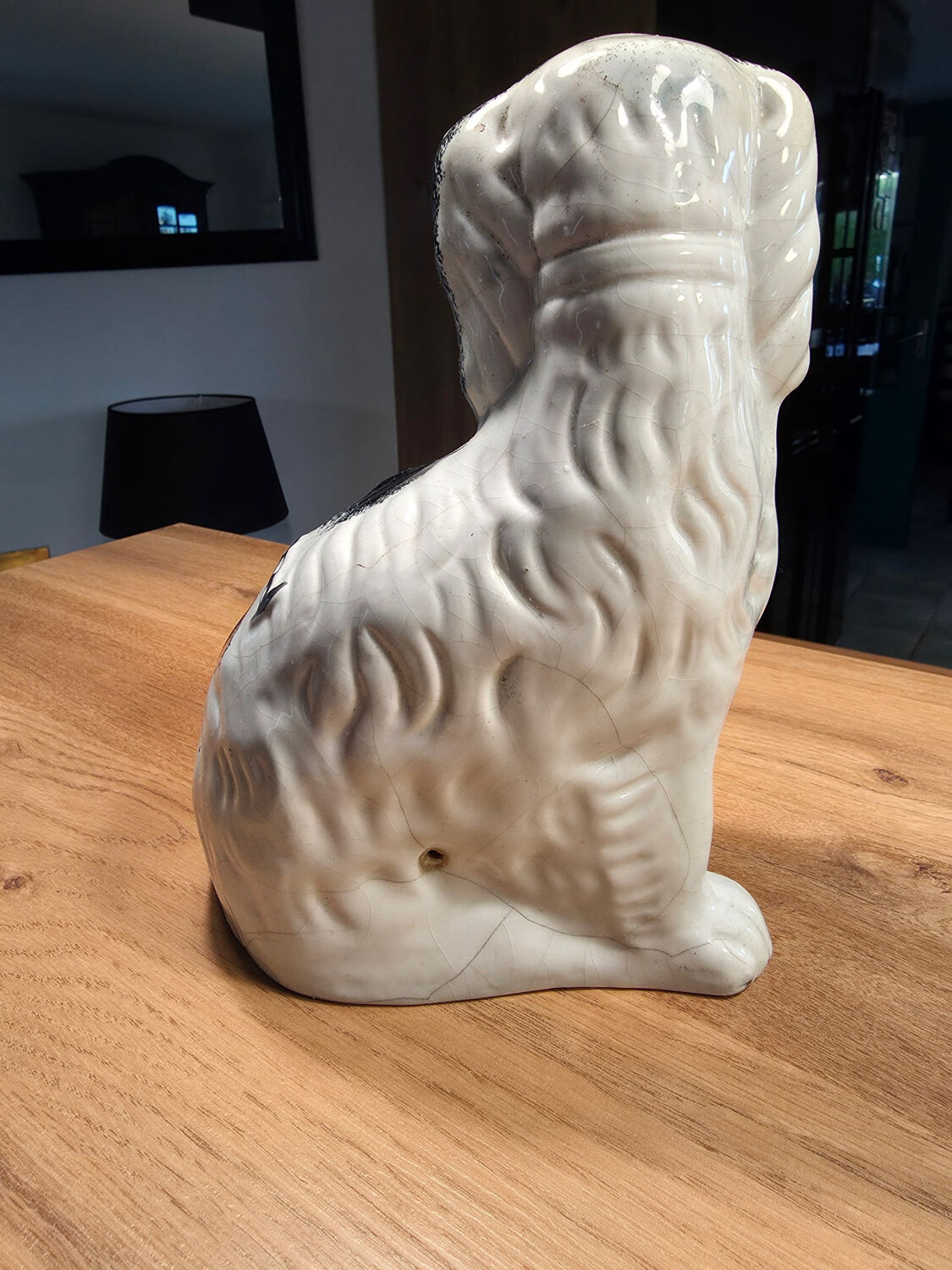 Pair of Staffordshire-type ceramic dogs - King Charles - 20th century