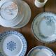 Set of 6 old flat plates in mismatched iron earth