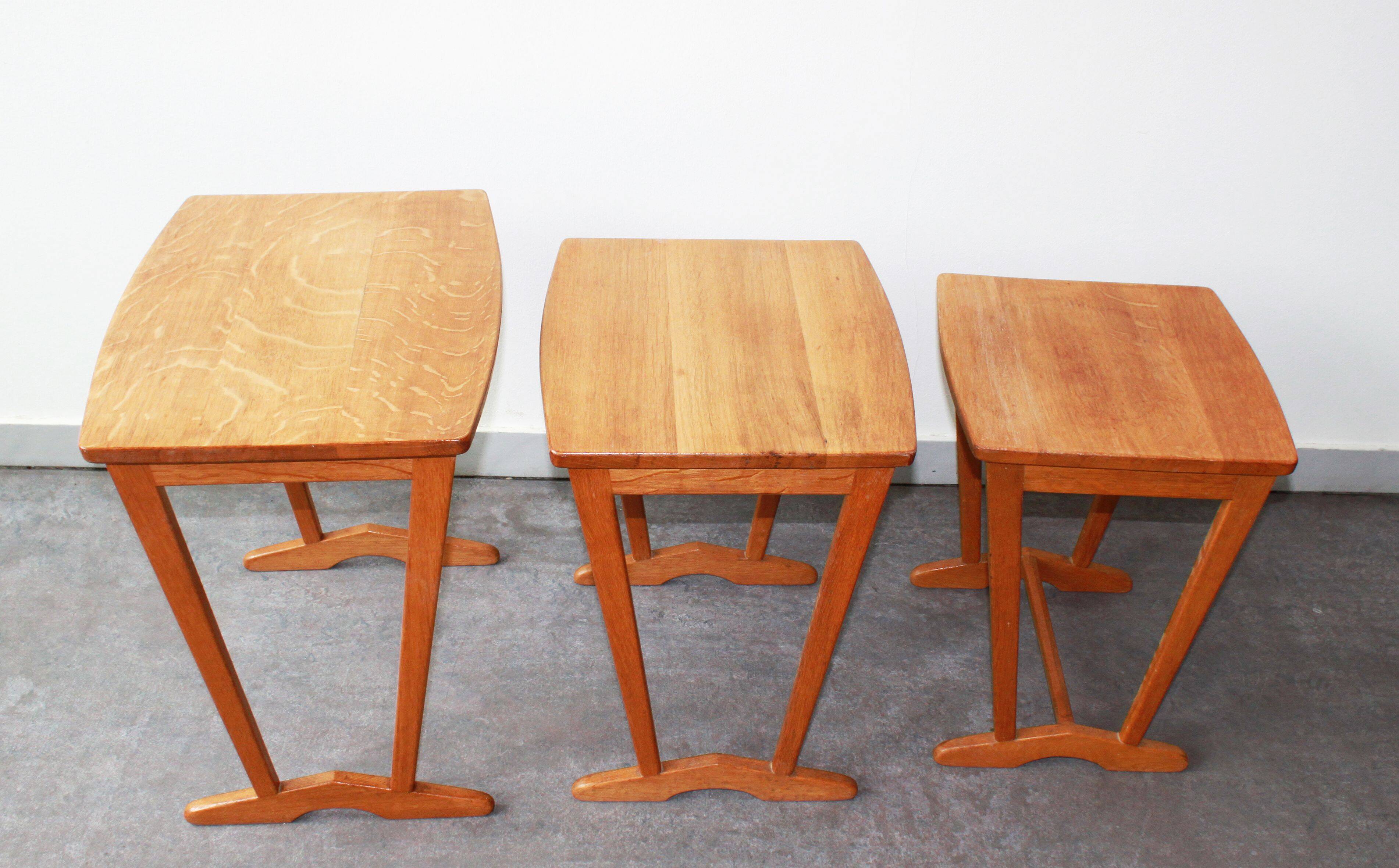 Set of 3 nesting tables, Denmark, 60s.