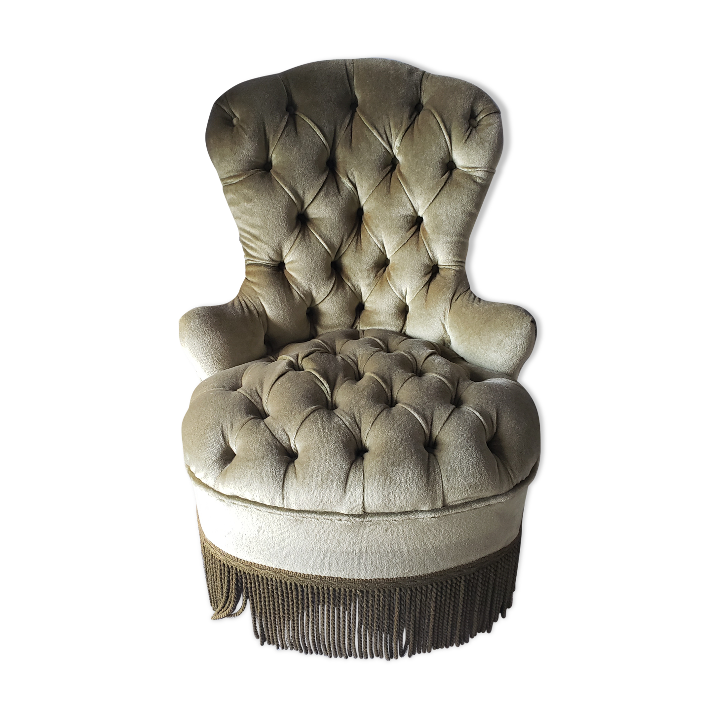 Green velvet toad armchair