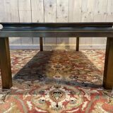 Table basse en métal doré et miroir 1970