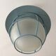 Suspension of the 70s cage in blue metal and frosted glass