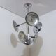 Esperia chandelier 1970s, chrome and Murano glass, 6 arms adjustable