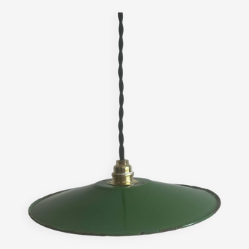 Green enameled sheet metal pendant light