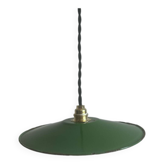 Green enameled sheet metal pendant light