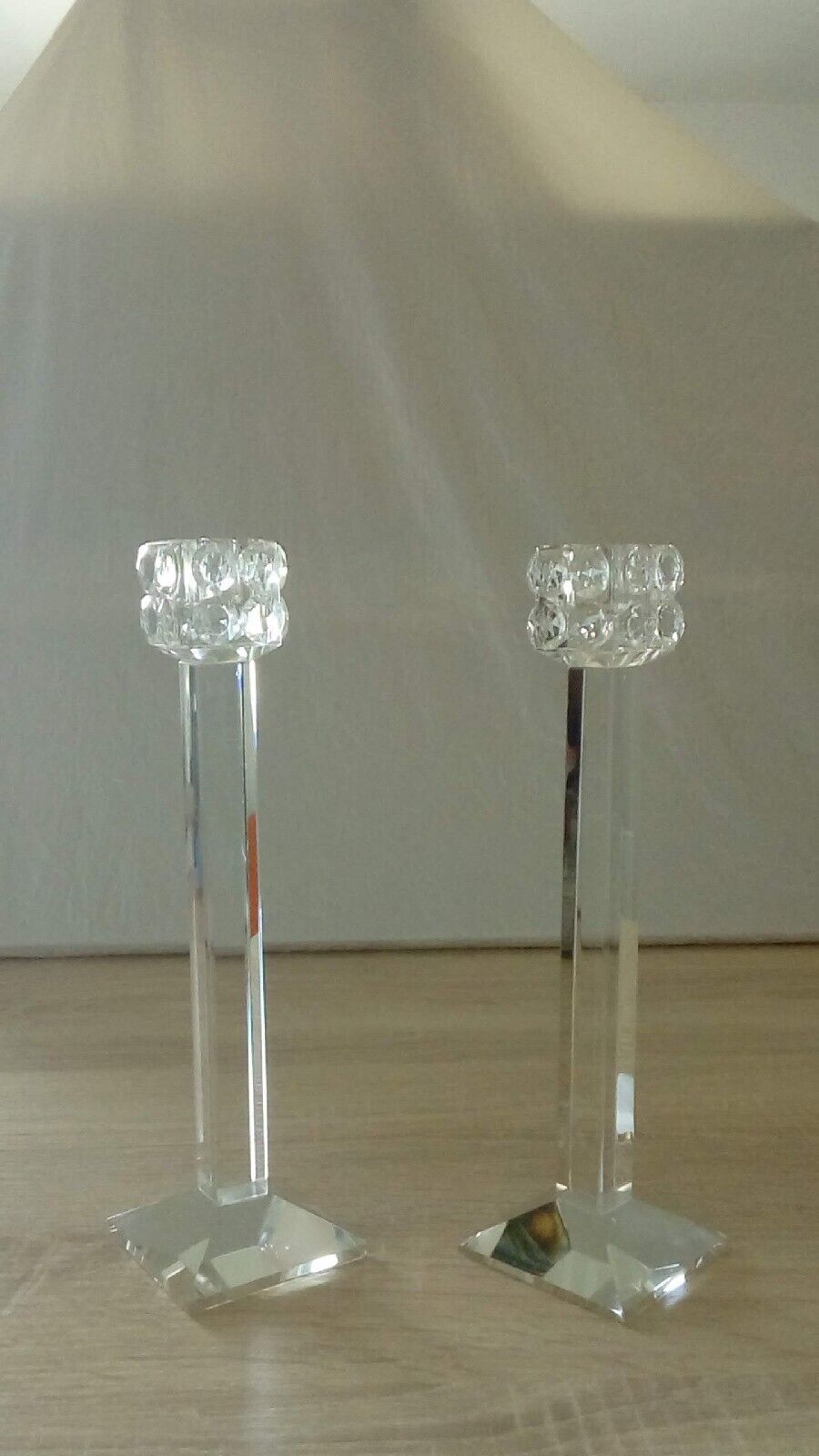 Pair of diamond crystal candle holders