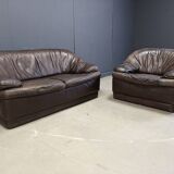 Vintage leather sofa set, 1970s