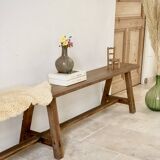Large antique farmhouse bench 252 cm raw wood patinated