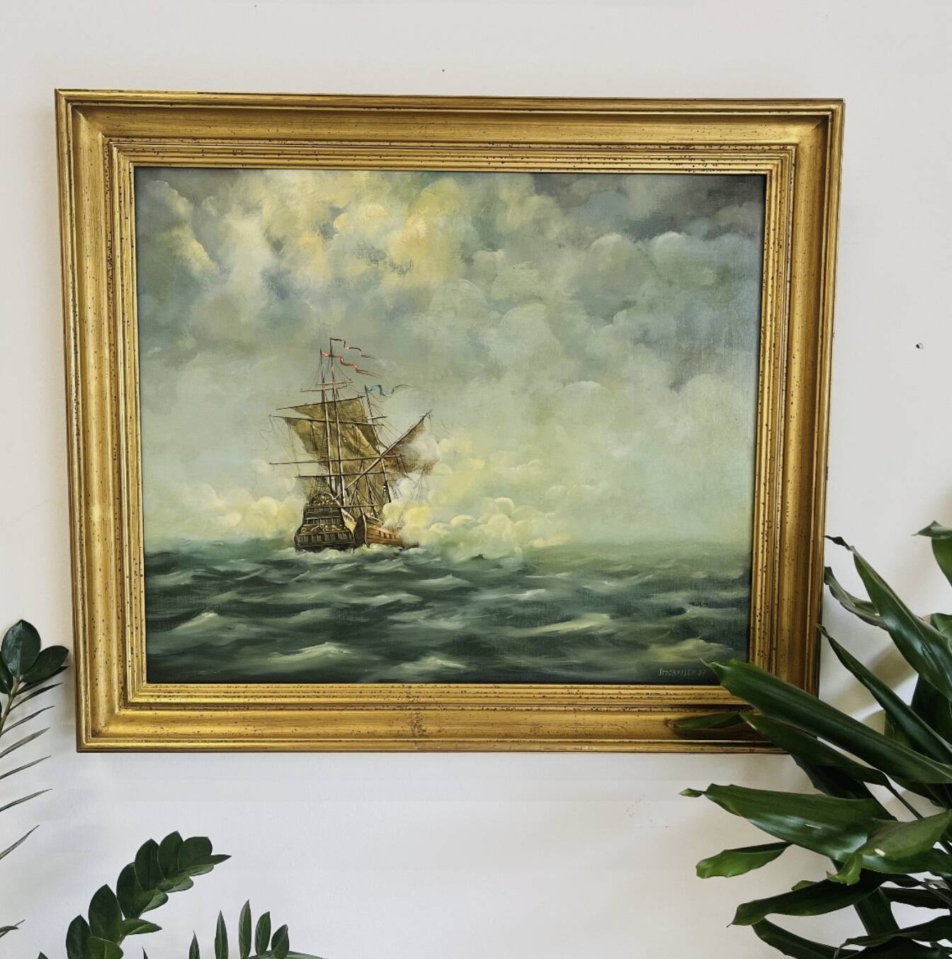 Oil on canvas marine — signed Stockfisch 87